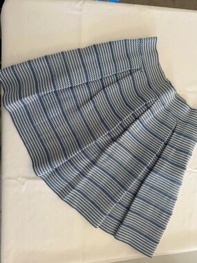 attention Blue and White Striped Circle Skirt